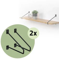 2er Set Wandkonsole Regalhalterung 2x 220 x180 mm Schwarz aus Stahl ML-Design