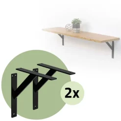 2er Set Wandkonsole Regalhalterung 2x 240 x 240 mm Schwarz aus Aluminium ML-Design