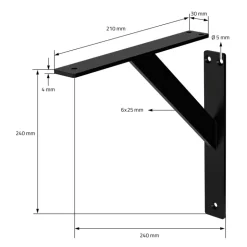 2er Set Wandkonsole Regalhalterung 2x 240 x 240 mm Schwarz aus Aluminium ML-Design