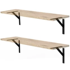 2er Set Wandkonsole Regalhalterung 2x 240 x 240 mm Schwarz aus Aluminium ML-Design