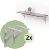 2er Set Wandkonsole Regalhalterung 2x 240 x 240 mm Silber aus Aluminium ML-Design