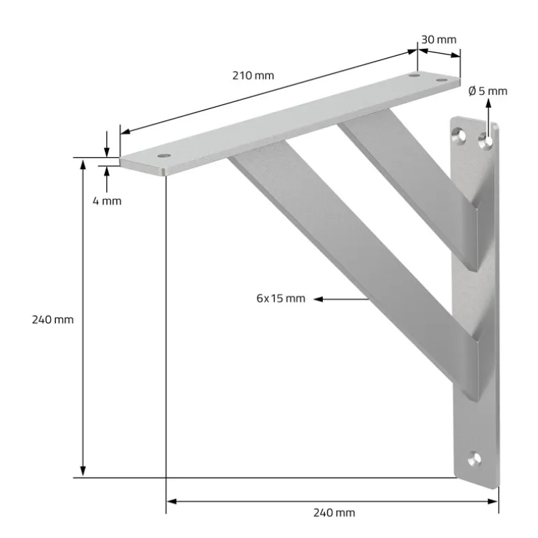 2er Set Wandkonsole Regalhalterung 2x 240 x 240 mm Silber aus Aluminium ML-Design