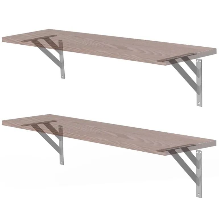 2er Set Wandkonsole Regalhalterung 2x 240 x 240 mm Silber aus Aluminium ML-Design
