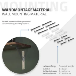 2er Set Wandkonsole Regalhalterung 2x 240 x 240 mm Silber aus Aluminium ML-Design