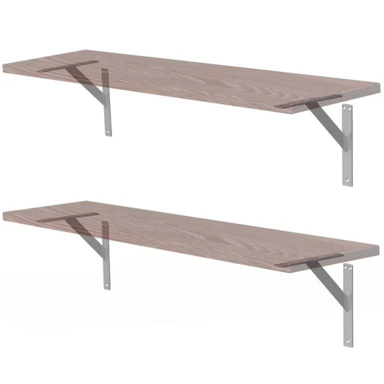 2er Set Wandkonsole Regalhalterung 2x 240 x 240 mm Silber aus Aluminium ML-Design