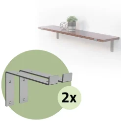 2er Set Wandkonsole Regalhalterung 2x 250 x 145 mm Grau aus Stahl ML-Design