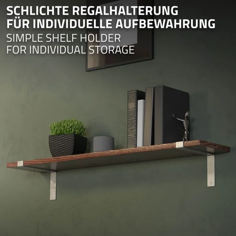 2er Set Wandkonsole Regalhalterung 2x 250 x 145 mm Grau aus Stahl ML-Design