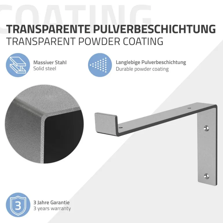 2er Set Wandkonsole Regalhalterung 2x 250 x 145 mm Grau aus Stahl ML-Design