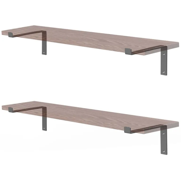 2er Set Wandkonsole Regalhalterung 2x 250 x 145 mm Grau aus Stahl ML-Design