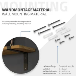 2er Set Wandkonsole Regalhalterung 2x 250 x 145 mm Schwarz aus Stahl ML-Design