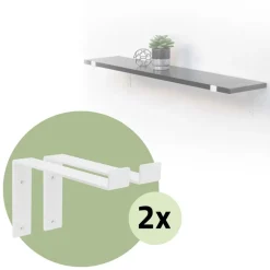 2er Set Wandkonsole Regalhalterung 2x 250 x 145 mm Weiß aus Stahl ML-Design
