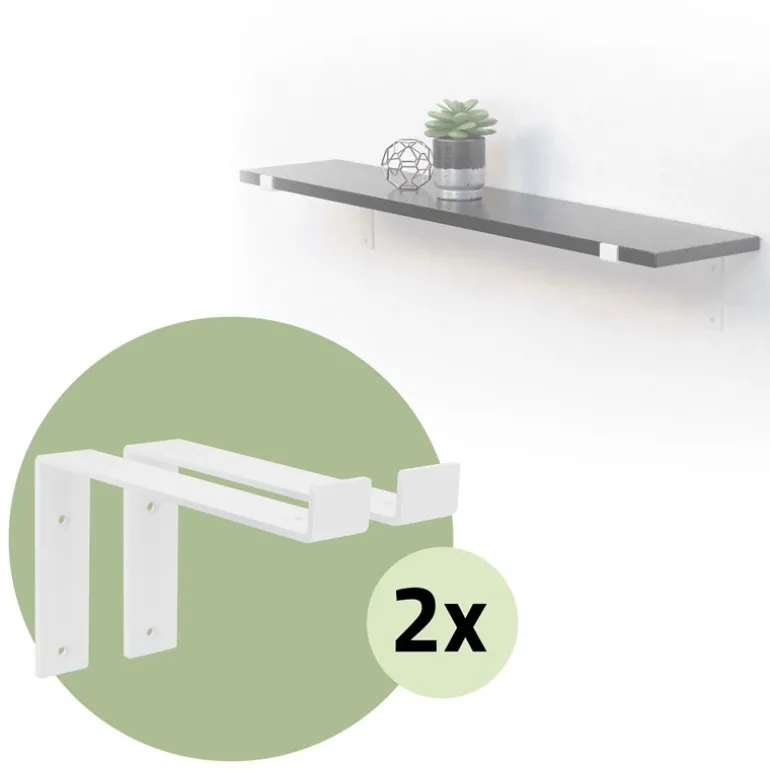 2er Set Wandkonsole Regalhalterung 2x 250 x 145 mm Weiß aus Stahl ML-Design