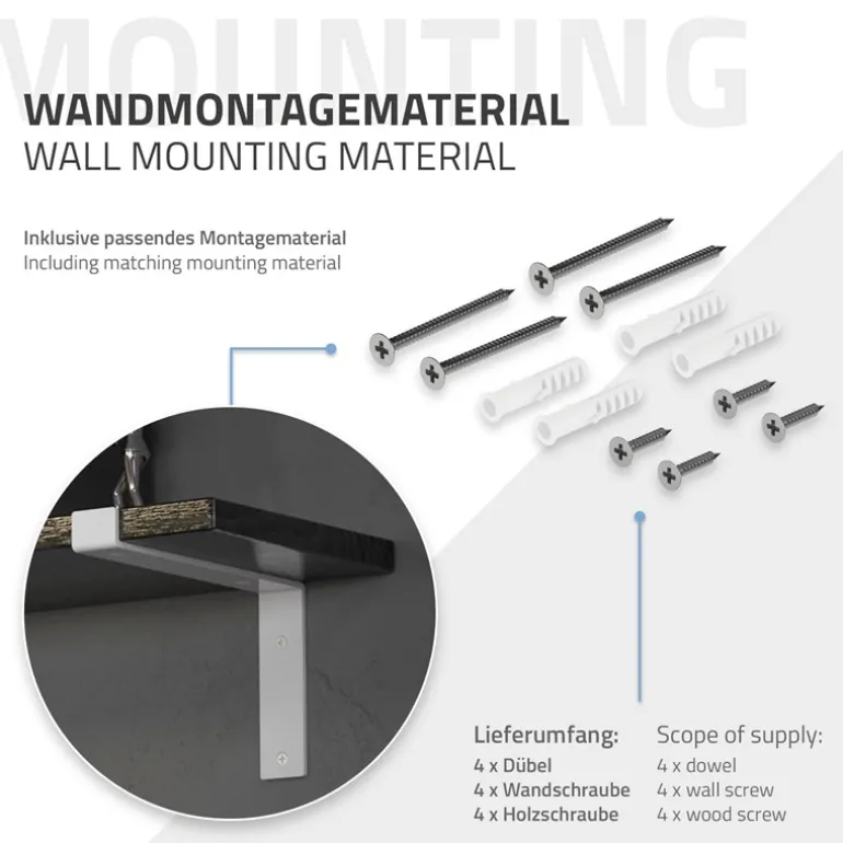2er Set Wandkonsole Regalhalterung 2x 250 x 145 mm Weiß aus Stahl ML-Design