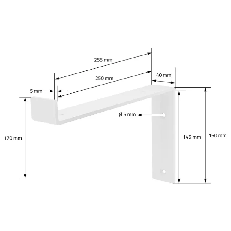2er Set Wandkonsole Regalhalterung 2x 250 x 145 mm Weiß aus Stahl ML-Design