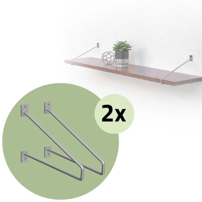 2er Set Wandkonsole Regalhalterung 2x 265 x 180 mm Grau aus Stahl ML-Design
