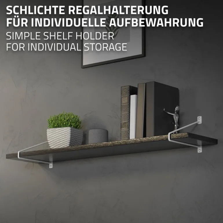 2er Set Wandkonsole Regalhalterung 2x 265 x 180 mm Weiß aus Stahl ML-Design