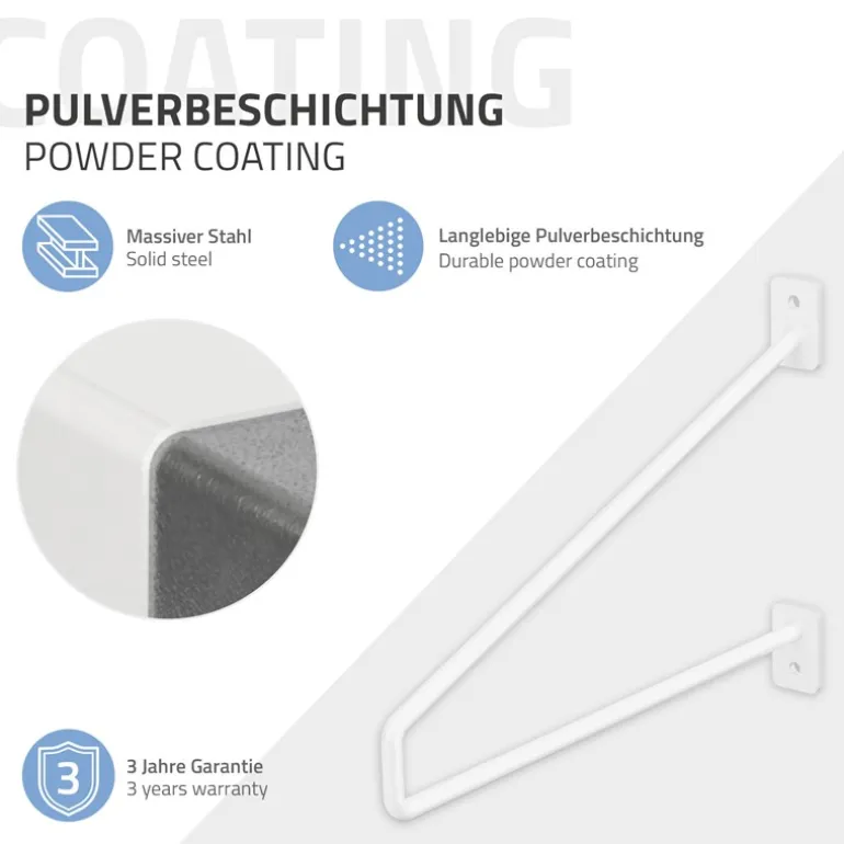 2er Set Wandkonsole Regalhalterung 2x 265 x 180 mm Weiß aus Stahl ML-Design