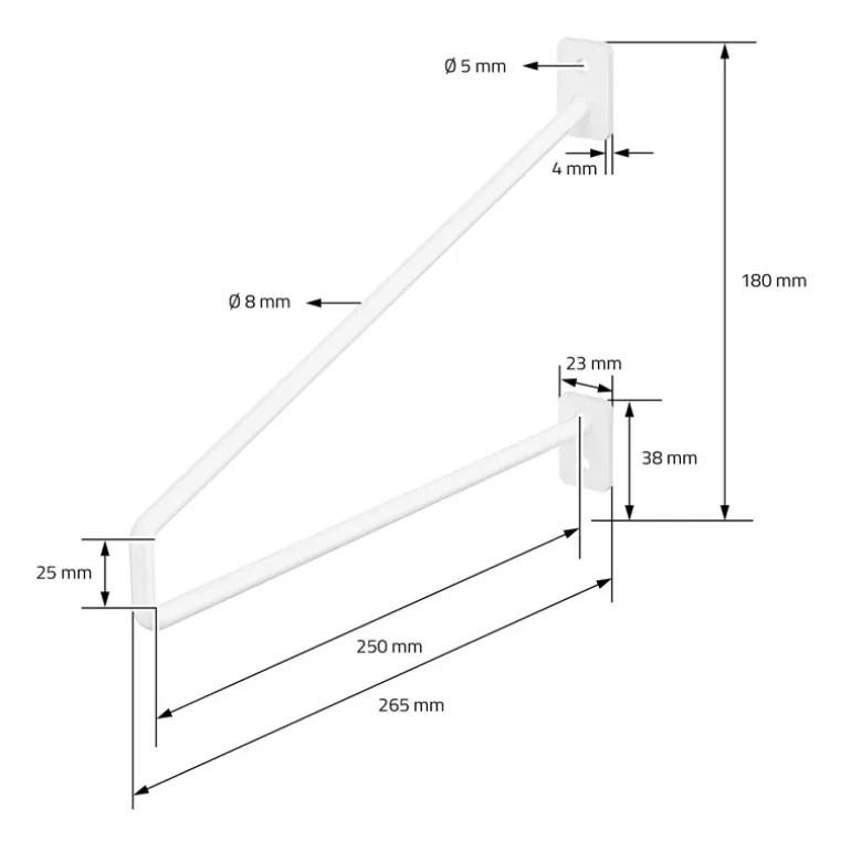 2er Set Wandkonsole Regalhalterung 2x 265 x 180 mm Weiß aus Stahl ML-Design