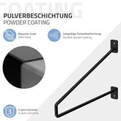 2er Set Wandkonsole Regalhalterung 2x 265 x180 mm Schwarz aus Stahl ML-Design