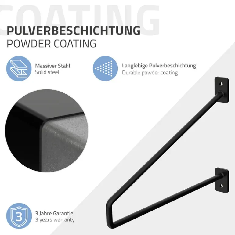 2er Set Wandkonsole Regalhalterung 2x 265 x180 mm Schwarz aus Stahl ML-Design