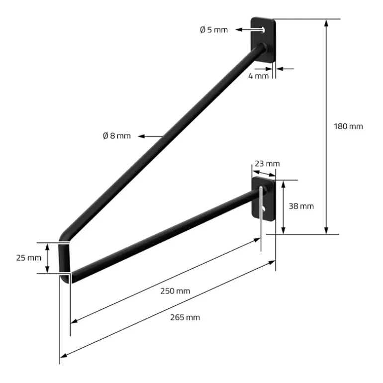 2er Set Wandkonsole Regalhalterung 2x 265 x180 mm Schwarz aus Stahl ML-Design