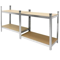 2er Set Werkstattregal silber, 160x80x40 cm, aus MDF und Metall, bis 320 kg