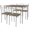 Essgruppe für 4 Personen 5-teilig mit Esstisch und 4 Stühlen Braun aus Holz ML-Design