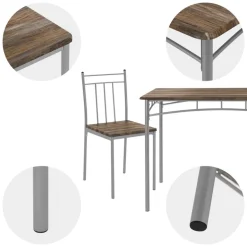 Essgruppe für 4 Personen 5-teilig mit Esstisch und 4 Stühlen Braun aus Holz ML-Design