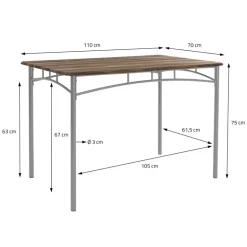 Essgruppe für 4 Personen 5-teilig mit Esstisch und 4 Stühlen Braun aus Holz ML-Design