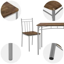 Essgruppe für 4 Personen 5-teilig mit Esstisch und 4 Stühlen Braun aus Holz ML-Design