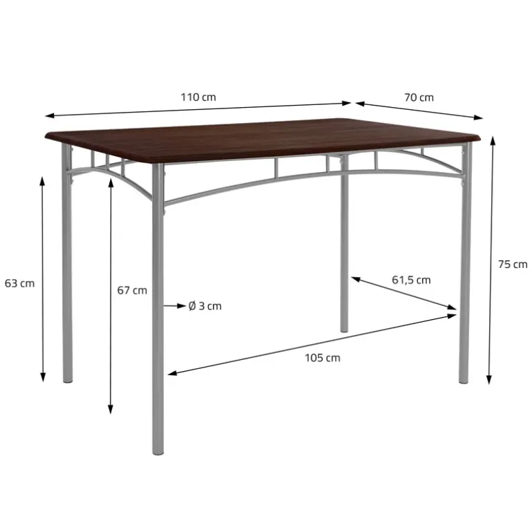 Essgruppe für 4 Personen 5-teilig mit Esstisch und 4 Stühlen Dunkelbraun aus Holz ML-Design