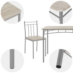 Essgruppe für 4 Personen 5-teilig mit Esstisch und 4 Stühlen Eiche hell aus Holz ML-Design