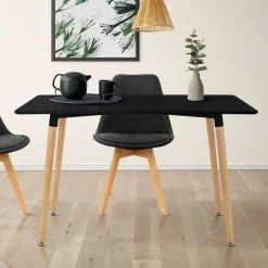 Esstisch aus Holz 120x70 cm Matt Schwarz Esszimmertisch für 4-6 Personen ML-Design