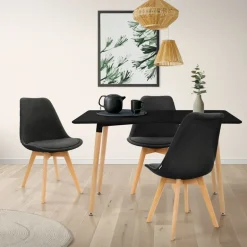 Esstisch aus Holz 120x70 cm Matt Schwarz Esszimmertisch für 4-6 Personen ML-Design