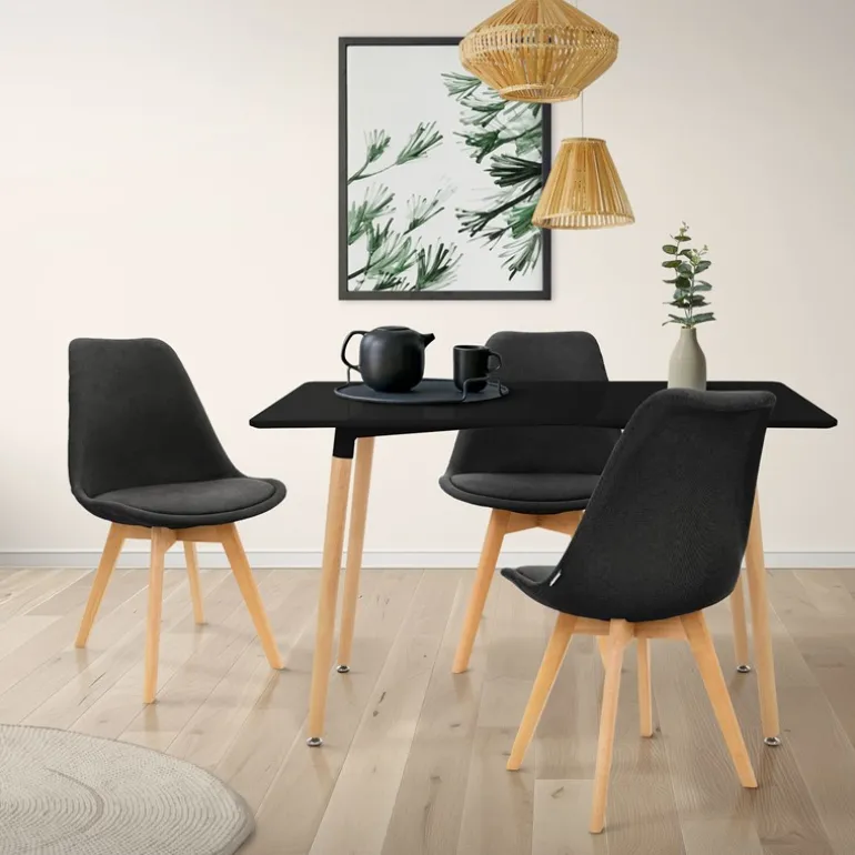 Esstisch aus Holz 120x70 cm Matt Schwarz Esszimmertisch für 4-6 Personen ML-Design