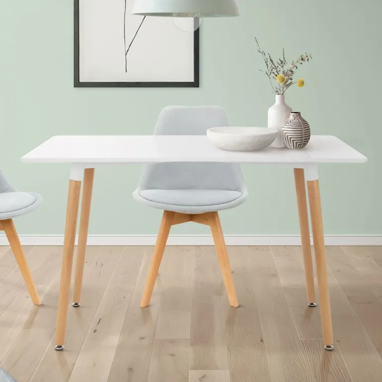Esstisch aus Holz 120x70 cm Matt Weiß Esszimmertisch für 4-6 Personen ML-Design