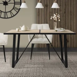 Esstisch 140x70 cm mit schwarzem Gestell für 4-6 Personen ML-Design