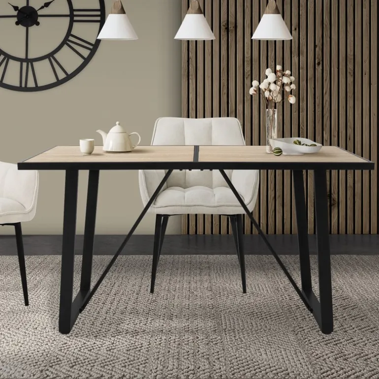 Esstisch 140x70 cm mit schwarzem Gestell für 4-6 Personen ML-Design