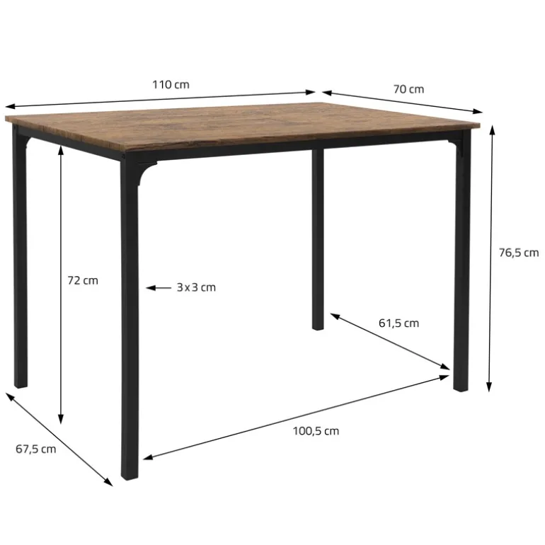 Esszimmergruppe mit Bank 4-Teilig mit Esstisch und Stühlen Eiche Rustikal Stahlgestell ML-Design