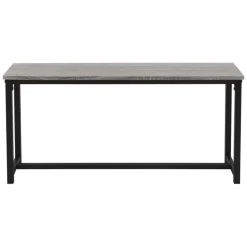 Esszimmergruppe mit 2 Bänken 3-Teilig mit Esstisch Eiche Grau Stahlgestell ML-Design