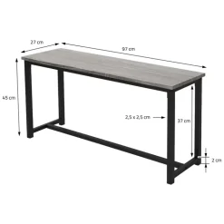 Esszimmergruppe mit 2 Bänken 3-Teilig mit Esstisch Eiche Grau Stahlgestell ML-Design