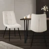 Esszimmerstühle 2er Set Beige Küchenstuhl mit Polyesterbezug und Stahlbeinen ML-Design