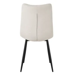 Esszimmerstühle 2er Set Beige Küchenstuhl mit Polyesterbezug und Stahlbeinen ML-Design