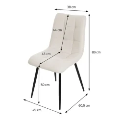 Esszimmerstühle 2er Set Beige Küchenstuhl mit Polyesterbezug und Stahlbeinen ML-Design