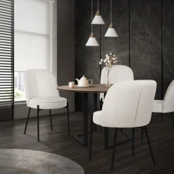 Esszimmerstühle 2er Set Beige mit Rückenlehne, Polsterstühle für Esszimmer & Küche ML-Design