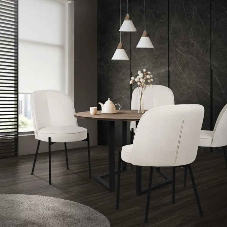 Esszimmerstühle 2er Set Beige mit Rückenlehne, Polsterstühle für Esszimmer & Küche ML-Design