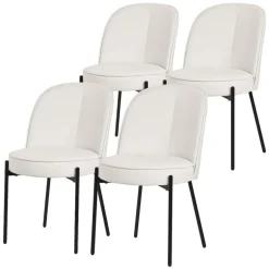 Esszimmerstühle 4er Set Beige mit Rückenlehne, Polsterstühle für Esszimmer & Küche ML-Design