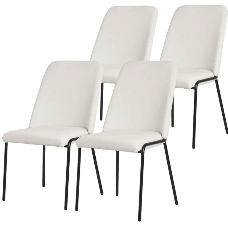 Esszimmerstühle 4er Set Beige mit Rückenlehne, Polsterstühle für Esszimmer & Küche ML-Design