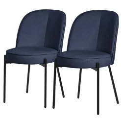 Esszimmerstühle 2er Set Dunkelblau mit Rückenlehne, Polsterstühle für Esszimmer & Küche ML-Design
