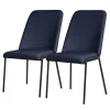 Esszimmerstühle 2er Set Dunkelblau mit Rückenlehne, Polsterstühle für Esszimmer & Küche ML-Design